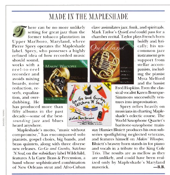 Review of
 A La Carte's first CD, 