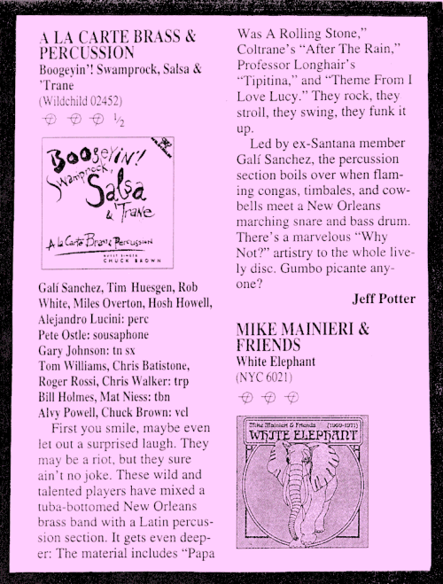 Review of
A La Catre's first CD, 